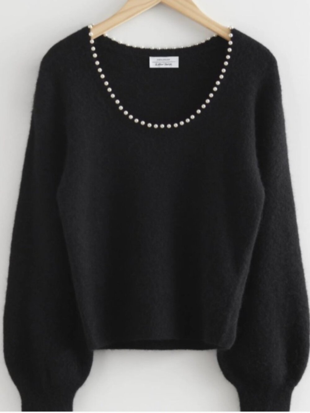 Reversible Pearl-Trim Knit Sweater Size Large